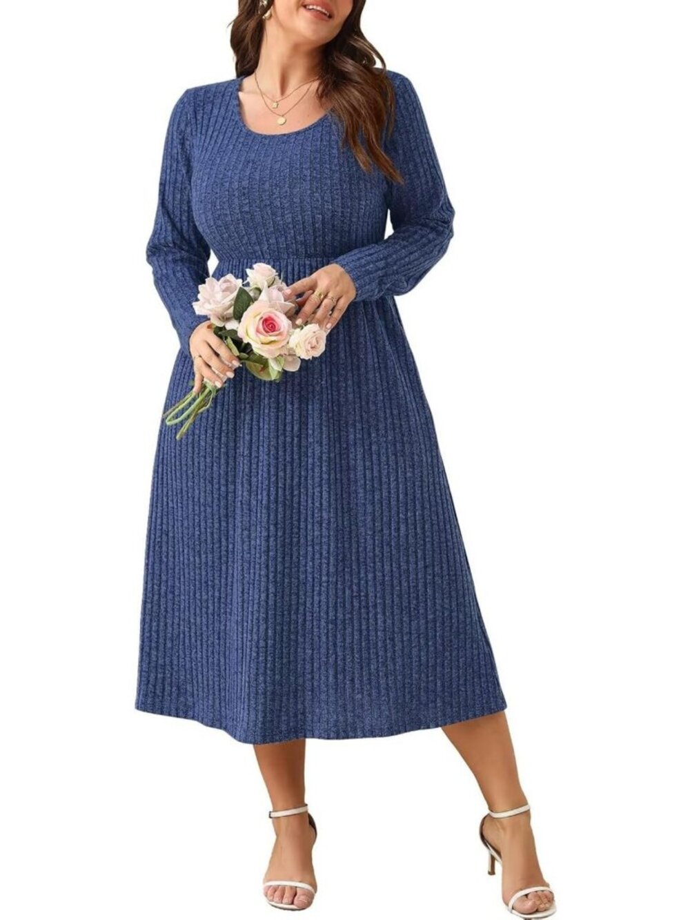 Plus Size Fall Maxi Sweater Dress for Women | Scoop Neck, Pockets, Cozy Style